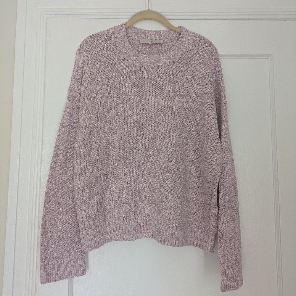 Ann Taylor Loft Marled Drop Shoulder Sweater French Orchid/Lilac Women's Large